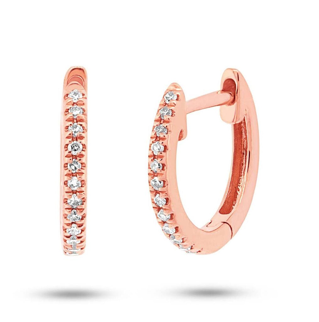 0.07 Ctw 14k Rose Gold Diamond Huggie Earring