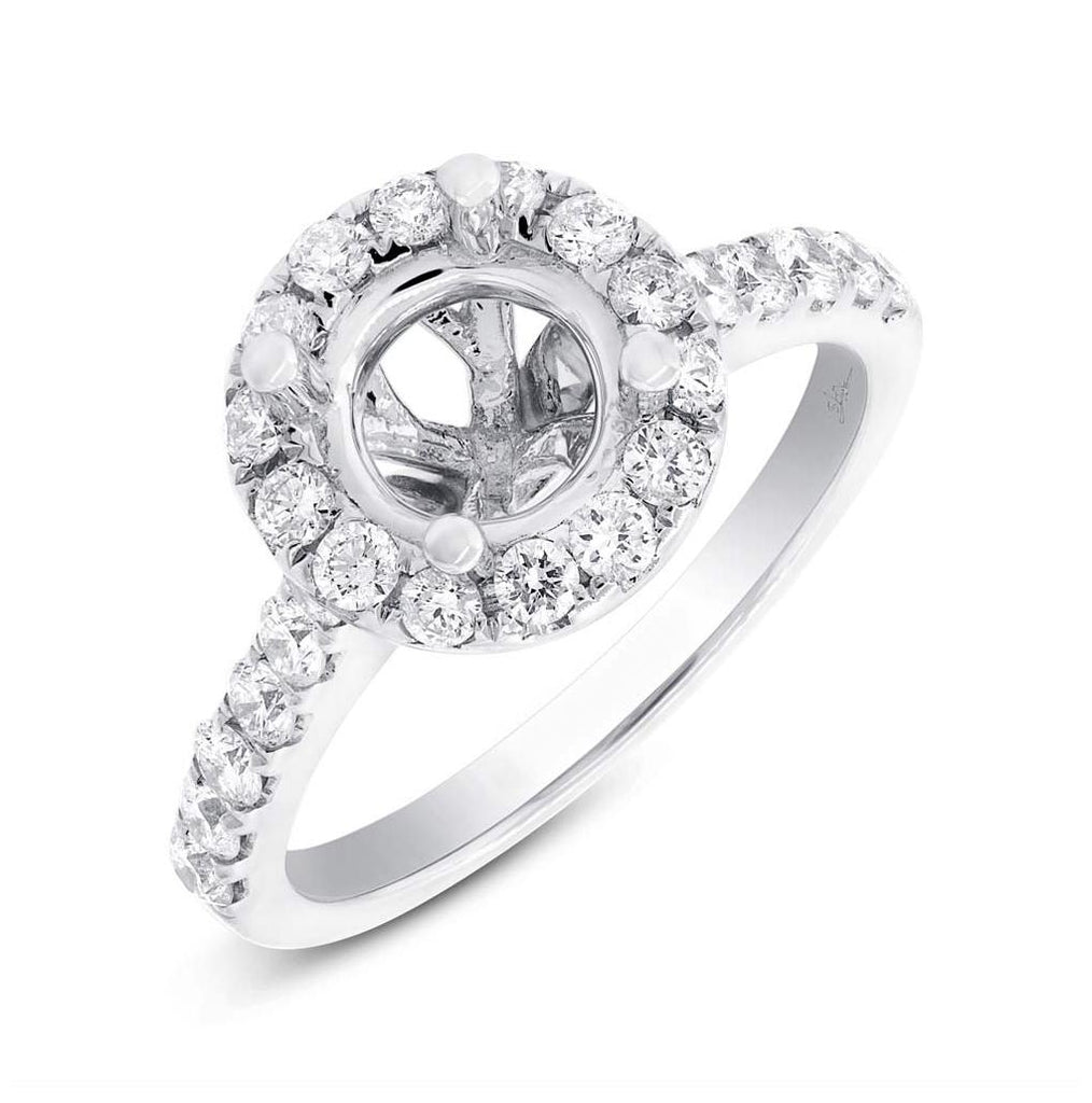 0.79 Ctw 14k White Gold Diamond Semi-mount Ring