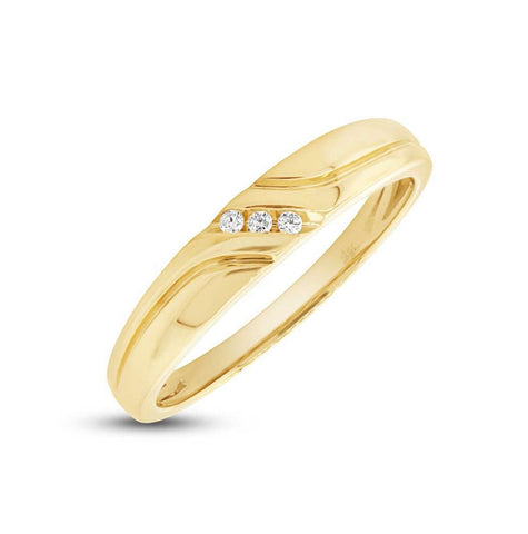 0.04 Ctw 14k Yellow Gold Diamond Mens Band Size 5.5