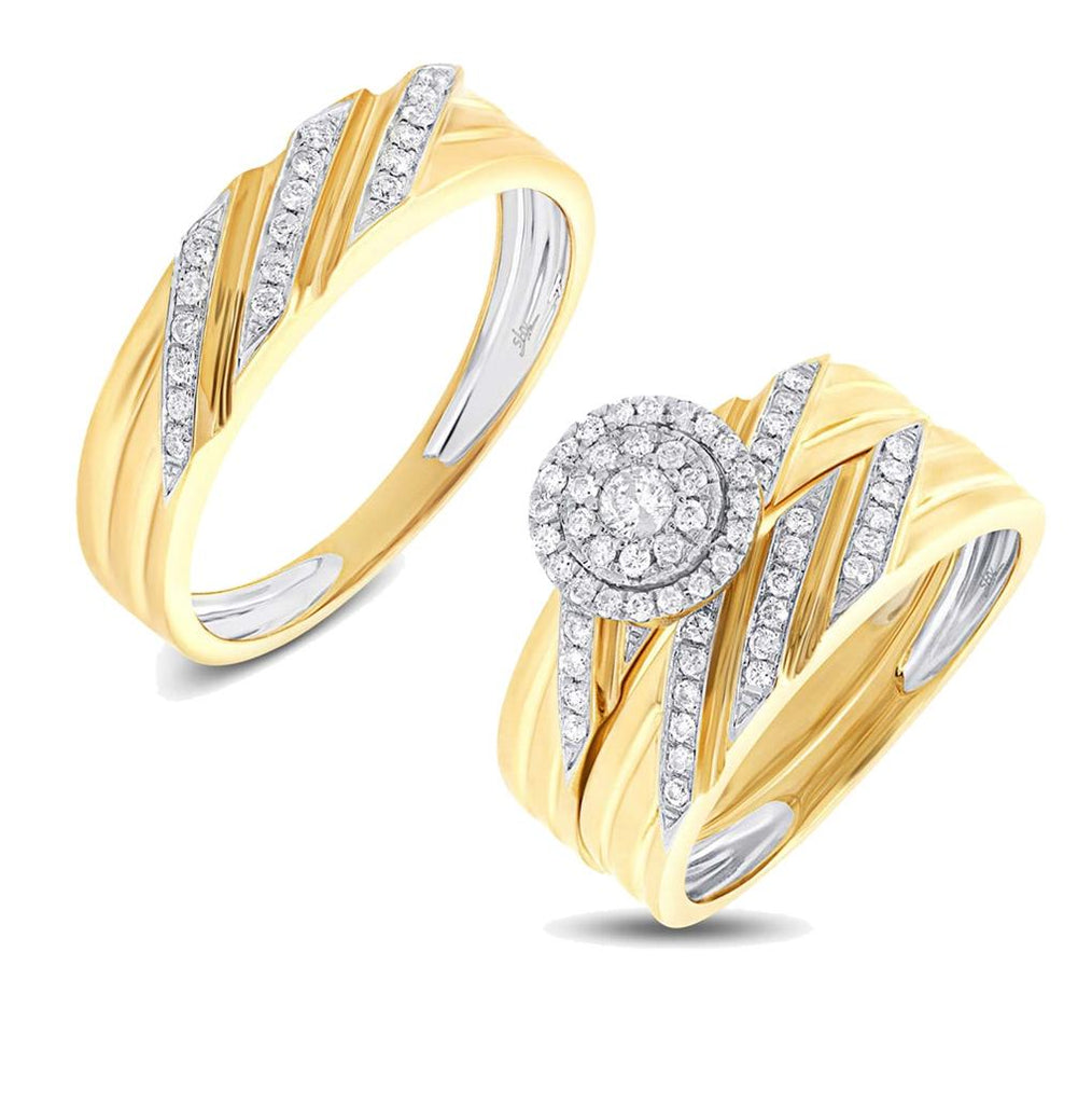 0.48 Ctw 14k Yellow Gold Diamond Trio Wedding Bridal Set