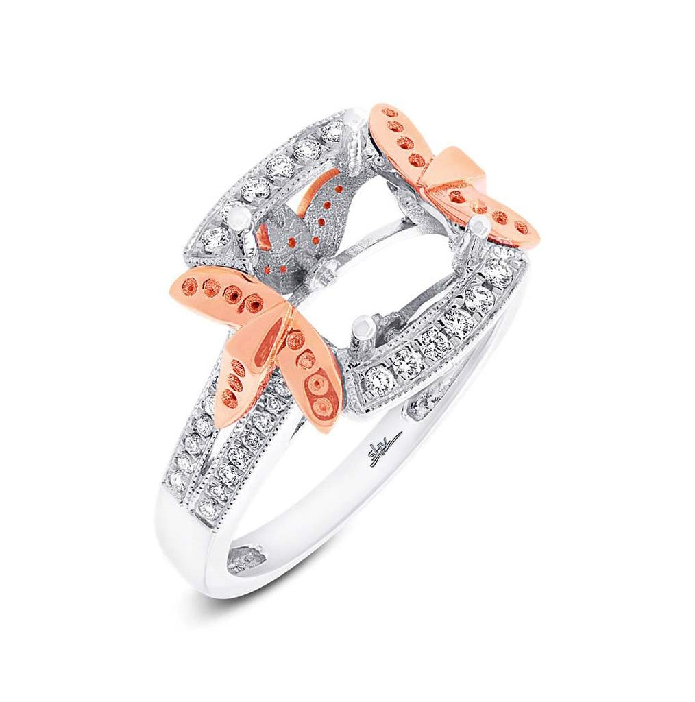 0.28 Ctw 14k Two-tone Rose Gold Diamond Semi-mount Ring
