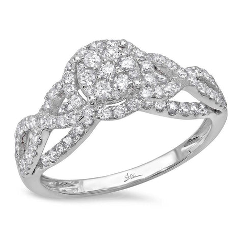0.76 Ctw 14k White Gold Diamond Cluster Ring
