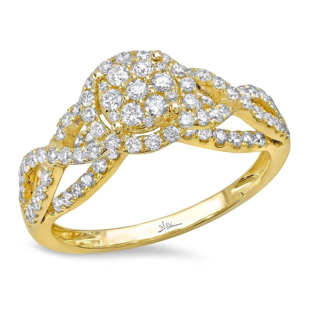 0.76 Ctw 14k Yellow Gold Diamond Cluster Ring