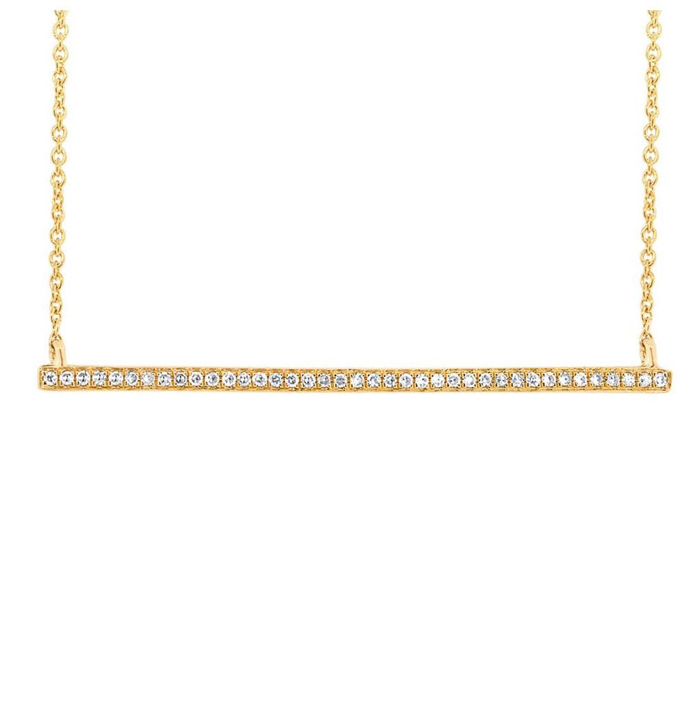 0.12 Ctw 14k Yellow Gold Diamond Bar Necklace