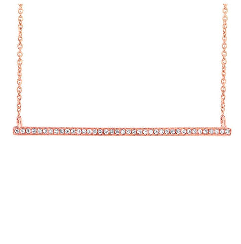 0.12 Ctw 14k Rose Gold Diamond Bar Necklace