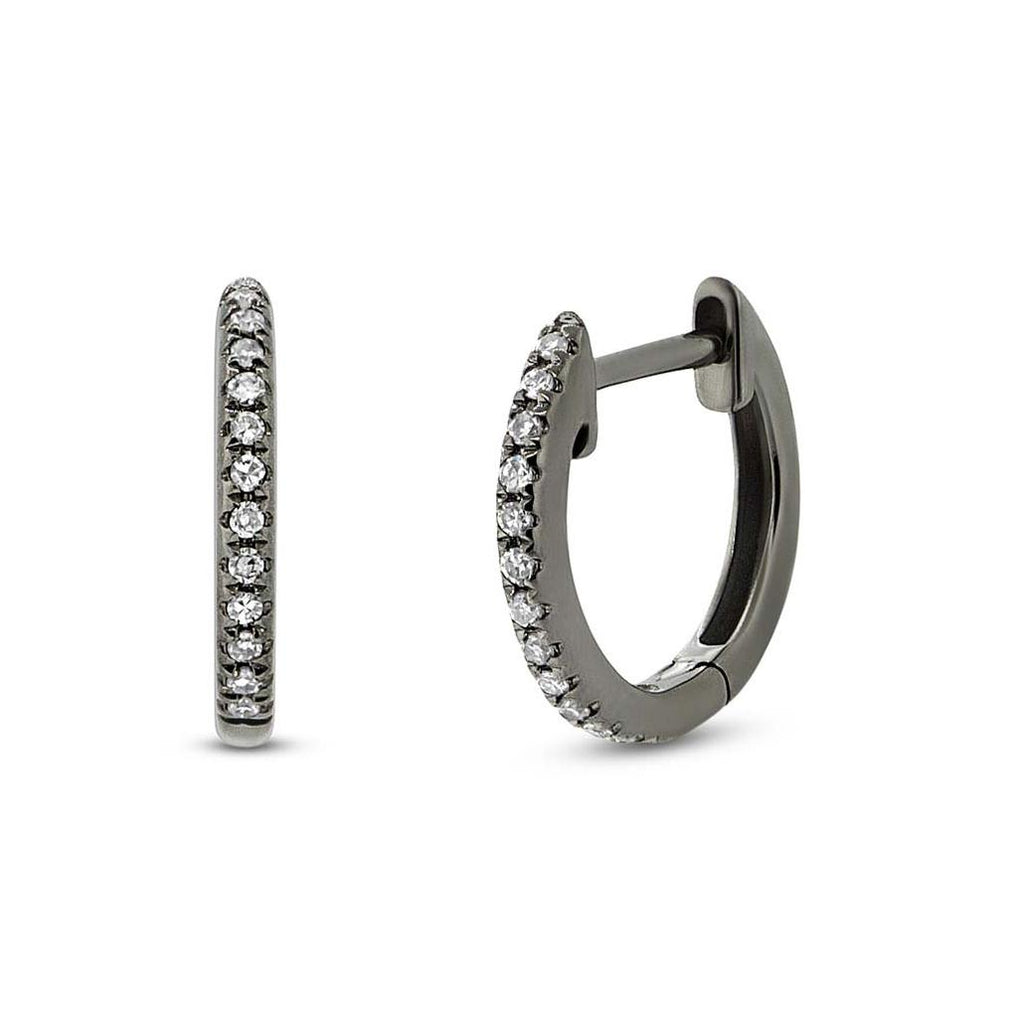 0.07 Ctw 14k Black Rhodium Gold Diamond Huggie Earring