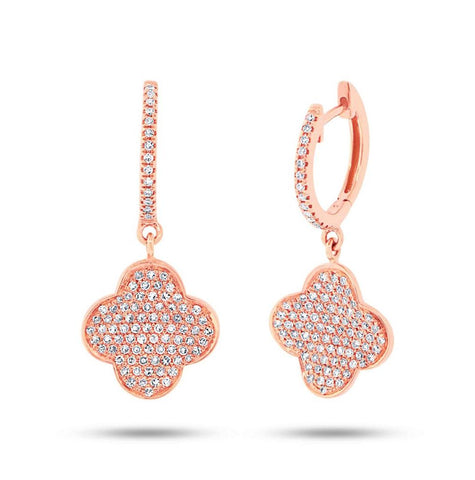 0.57 Ctw 14k Rose Gold Diamond Pave Clover Earring