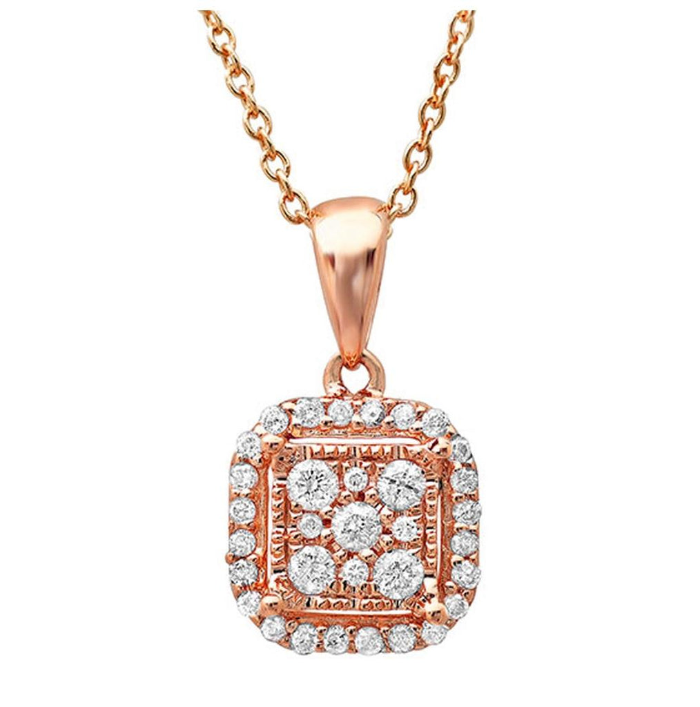 0.21 Ctw 14k Rose Gold Diamond Pendant Necklace With 18 Inch Chain