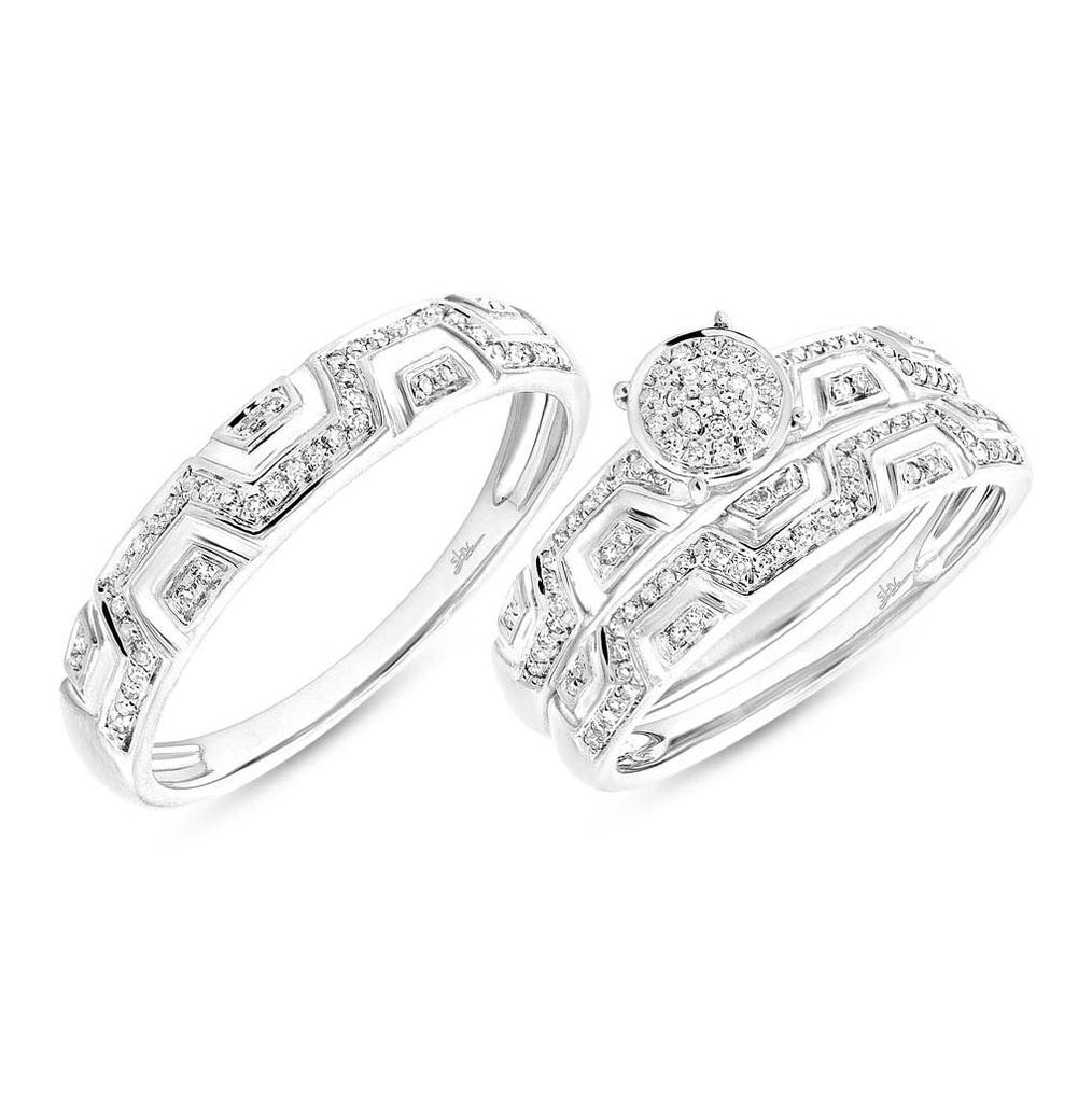 0.36 Ctw 14k White Gold Diamond Trio Wedding Bridal Set