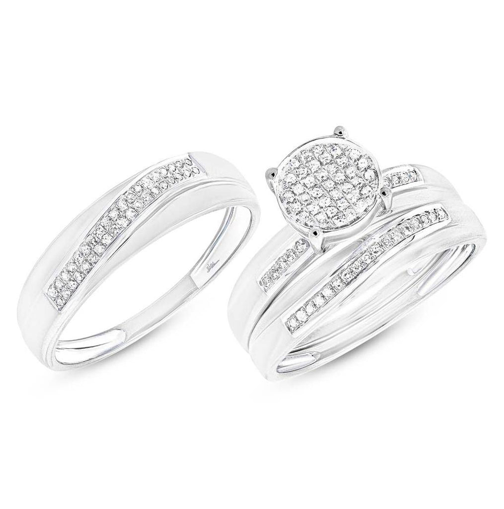 0.25 Ctw 14k White Gold Diamond Trio Wedding Bridal Set