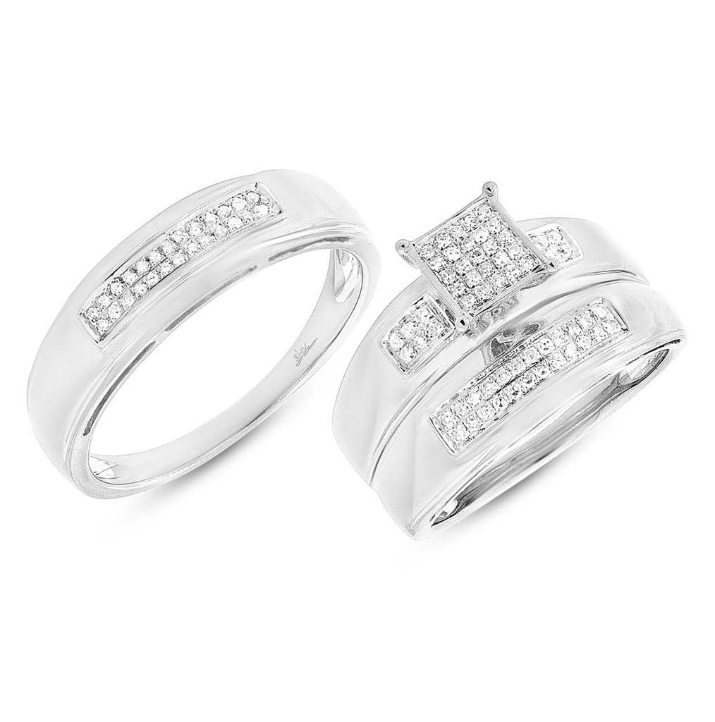 0.30 Ctw 14k White Gold Diamond Trio Wedding Bridal Set