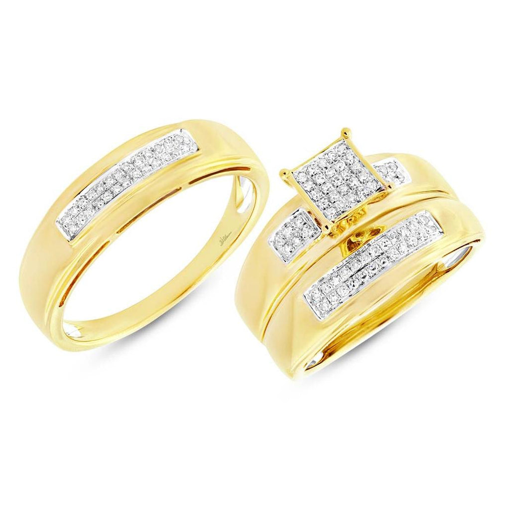 0.30 Ctw 14k Yellow Gold Diamond Trio Wedding Bridal Set