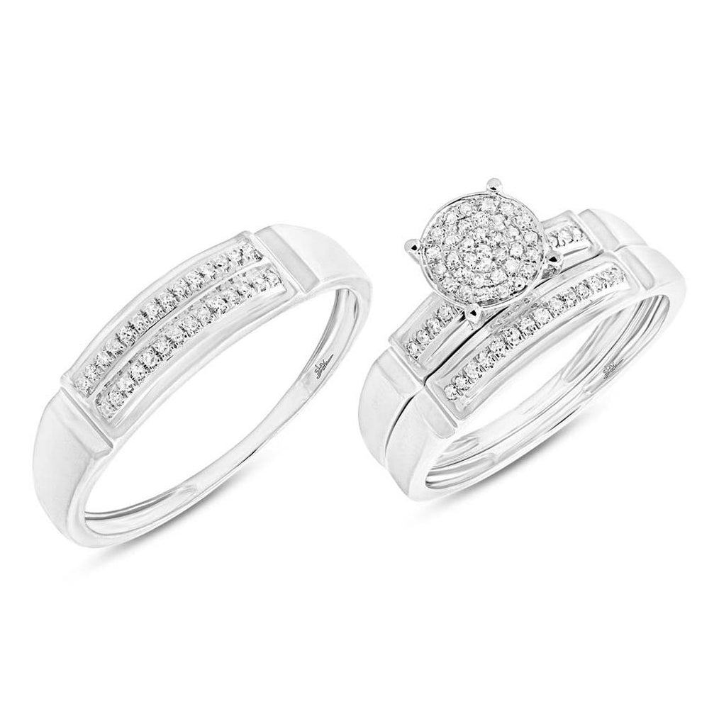 0.24 Ctw 14k White Gold Diamond Trio Wedding Bridal Set