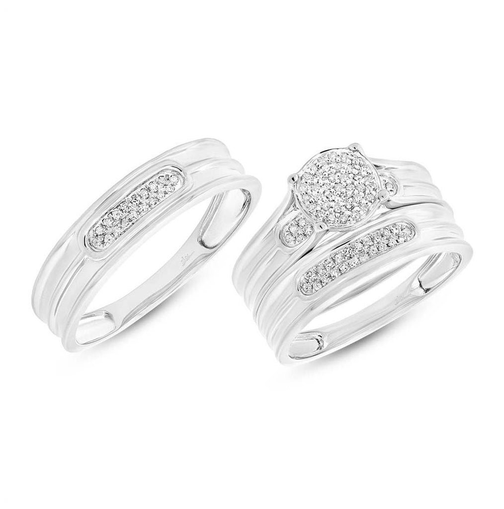 0.28 Ctw 14k White Gold Diamond Trio Wedding Bridal Set