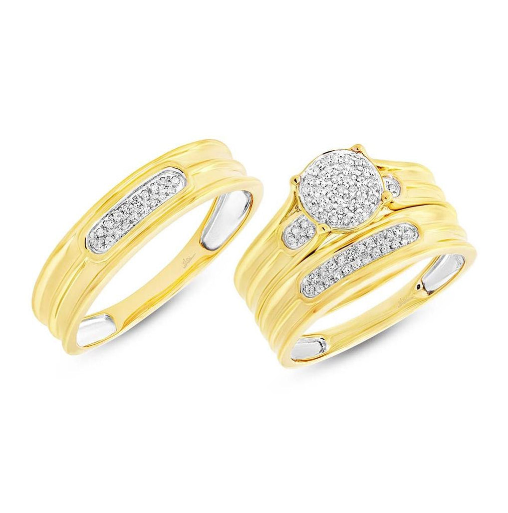 0.28 Ctw 14k Yellow Gold Diamond Trio Wedding Bridal Set