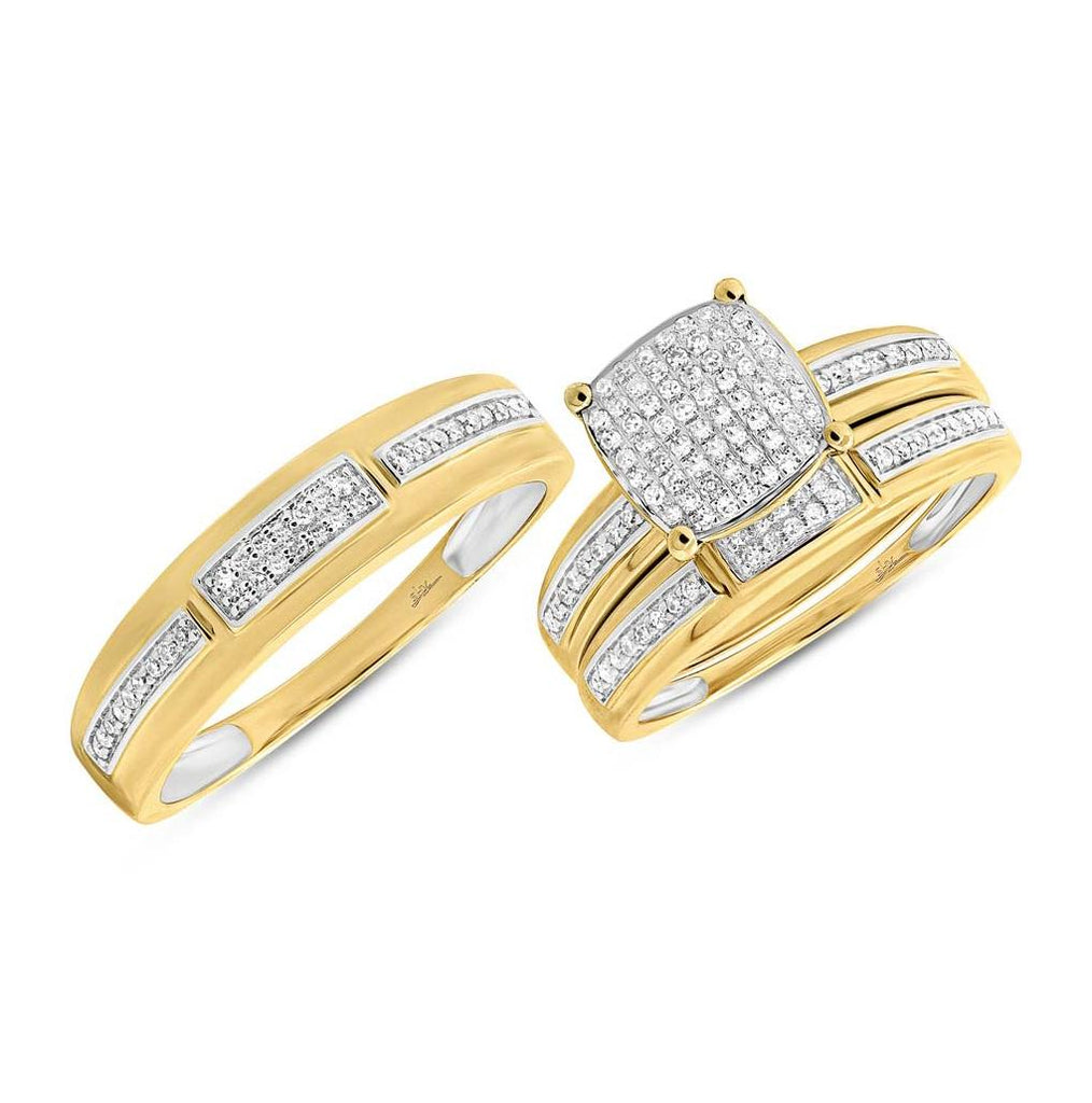 0.41 Ctw 14k Yellow Gold Diamond Trio Wedding Bridal Set  Pave