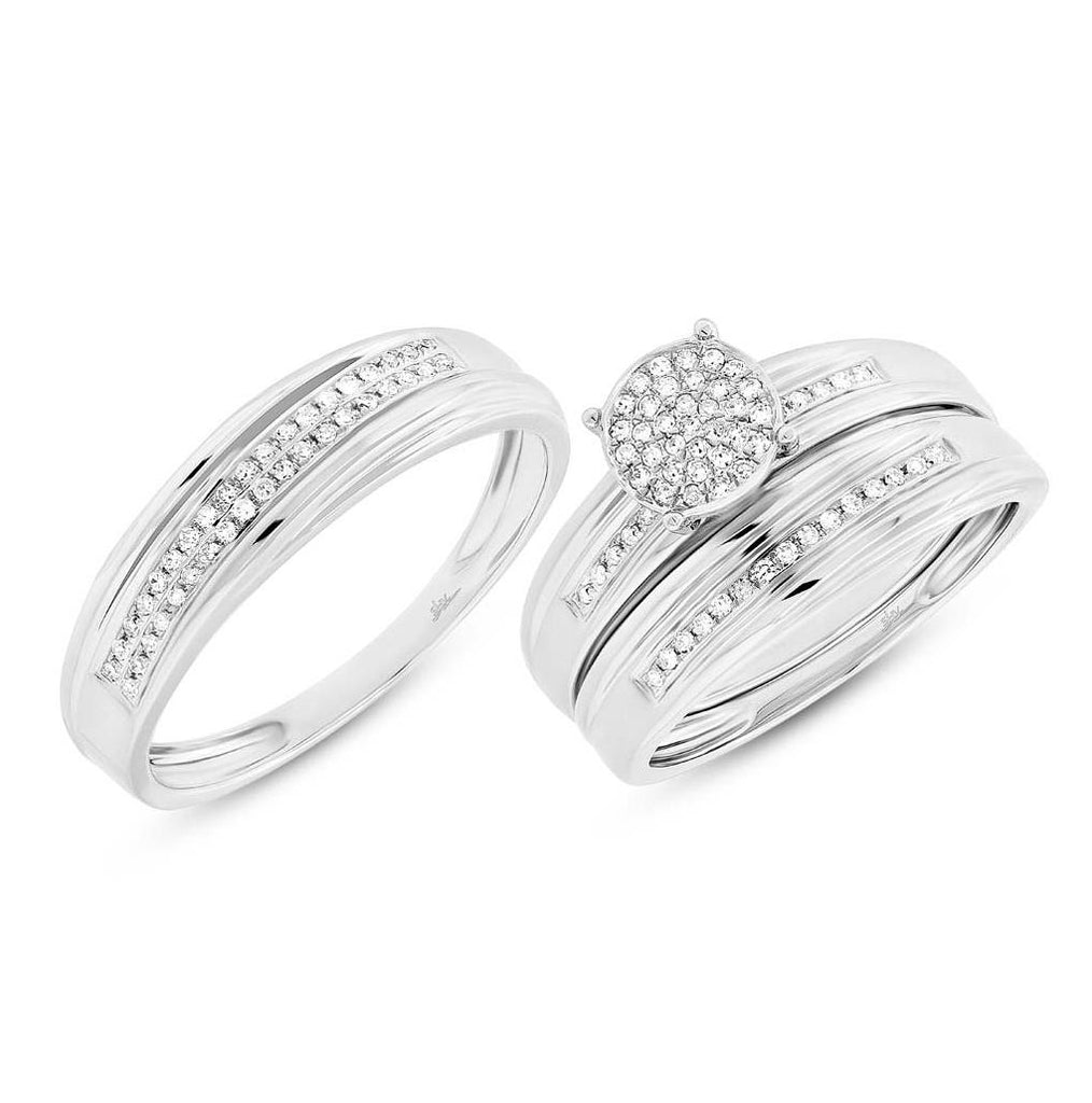 0.27 Ctw 14k White Gold Diamond Trio Wedding Bridal Set