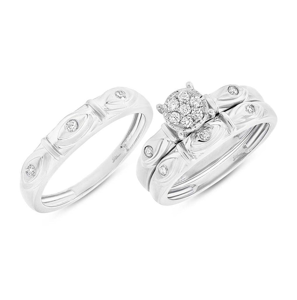 0.27 Ctw 14k White Gold Diamond Trio Wedding Bridal Set