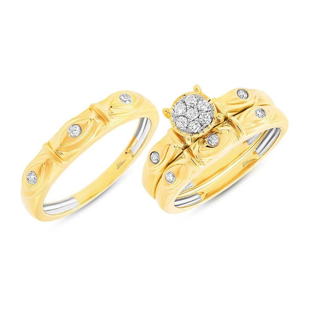 0.27 Ctw 14k Yellow Diamond Trio Wedding Bridal Set