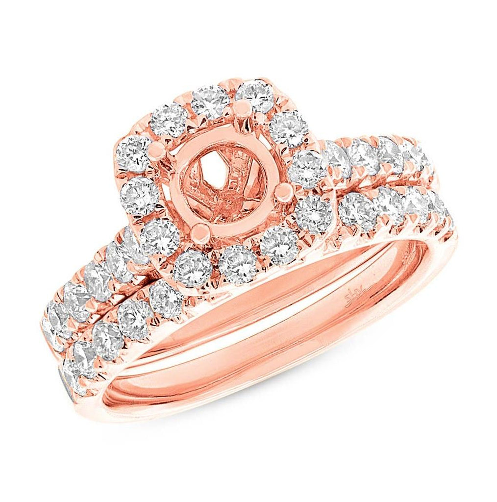 1.25 Ctw 14k Rose Gold Diamond Semi-mount Ring 2-pc For 0.75 Ctw Center