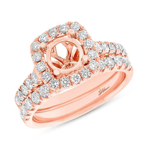 1.25 Ctw 14k Rose Gold Diamond Semi-mount Ring 2-pc For 1.00 Ctw Center