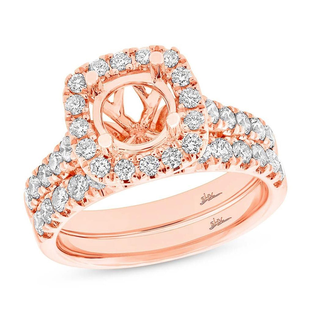 1.25 Ctw 14k Rose Gold Diamond Semi-mount Ring 2-pc