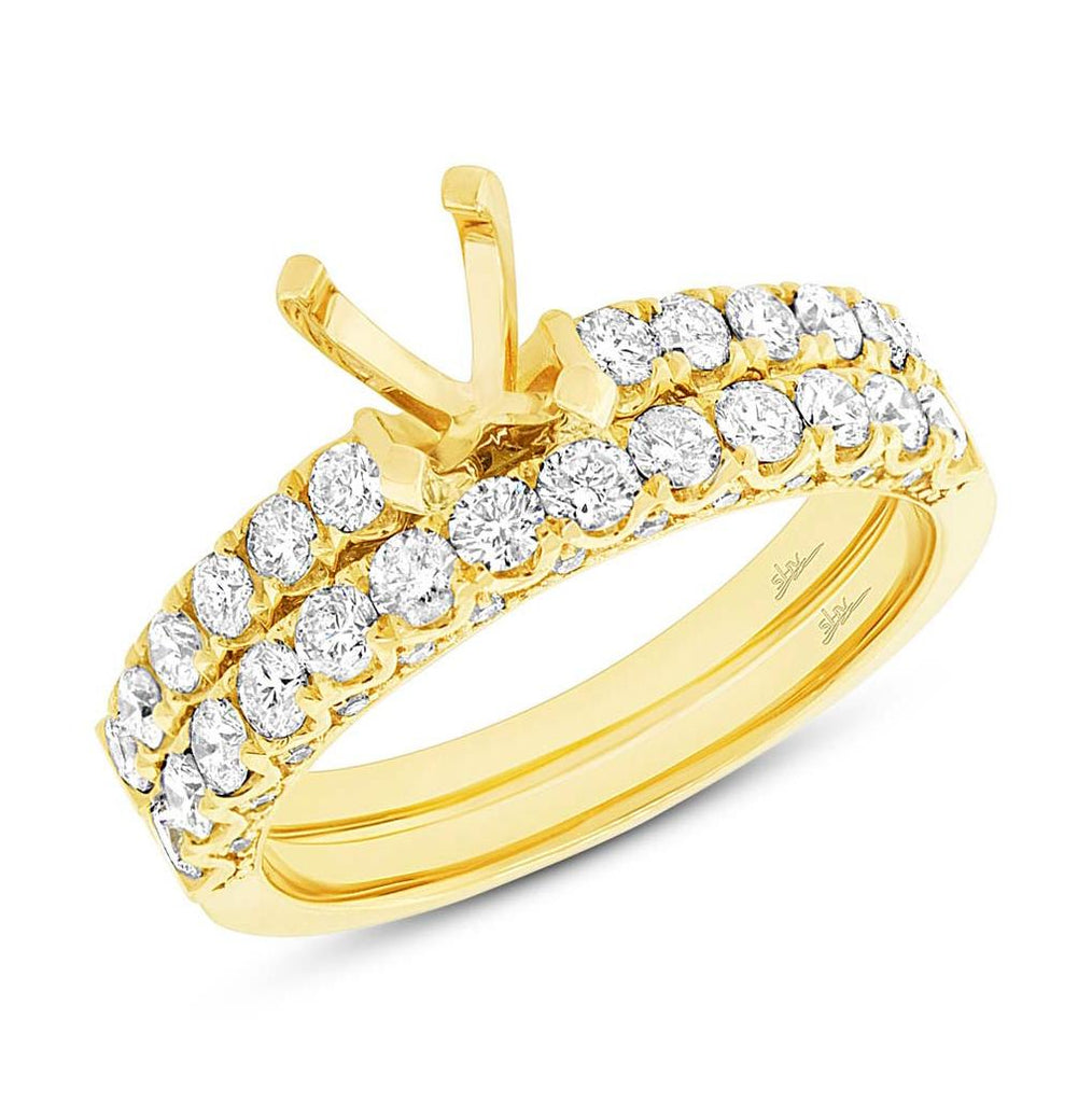 1.37 Ctw 14k Yellow Gold Diamond Semi-mount Ring 2-pc