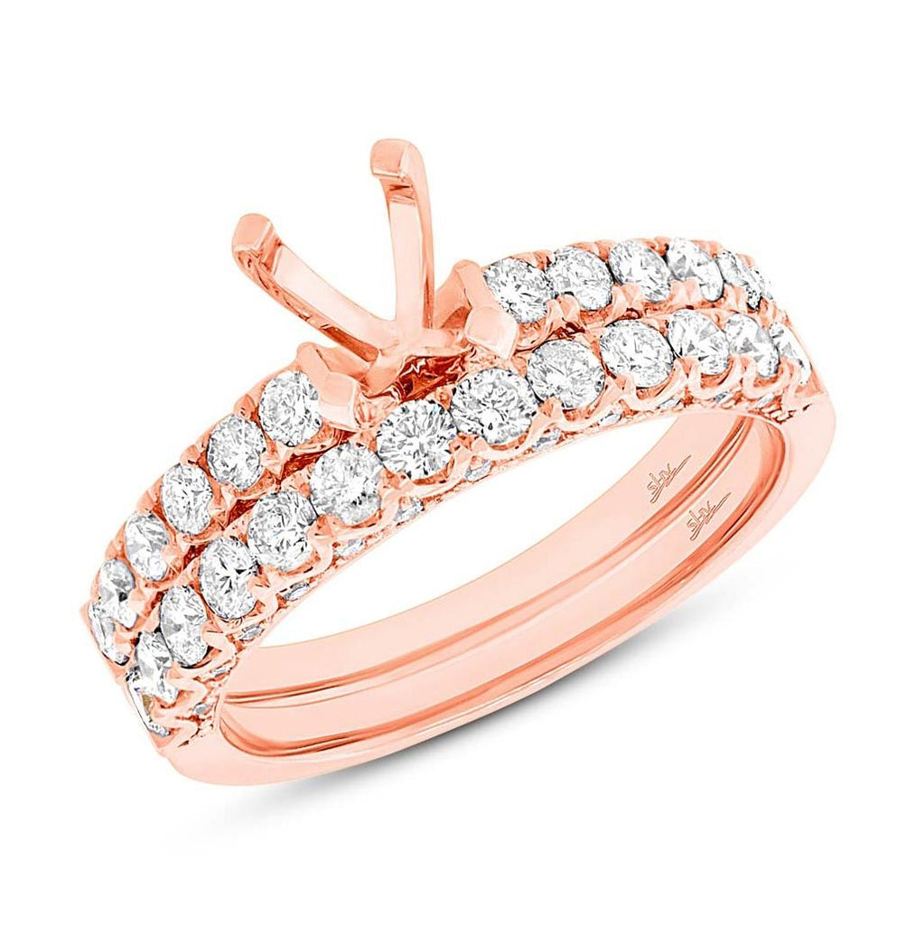 1.37 Ctw 14k Rose Gold Diamond Semi-mount Ring 2-pc