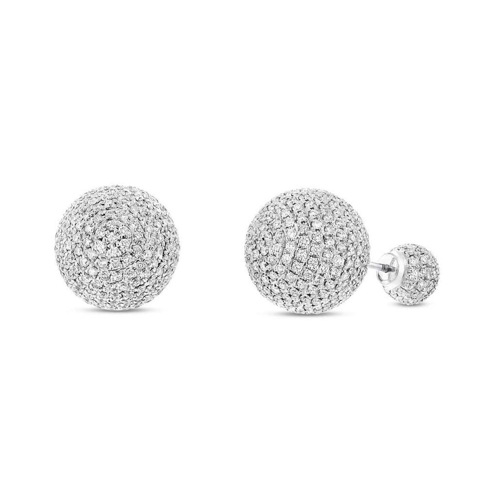 5.53 Ctw 14k White Gold Diamond Cluster Ball Earring