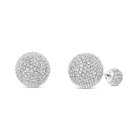 5.53 Ctw 14k White Gold Diamond Cluster Ball Earring