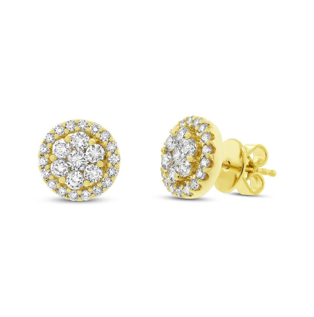 1.13 Ctw 18k Yellow Gold Diamond Cluster Stud Earring