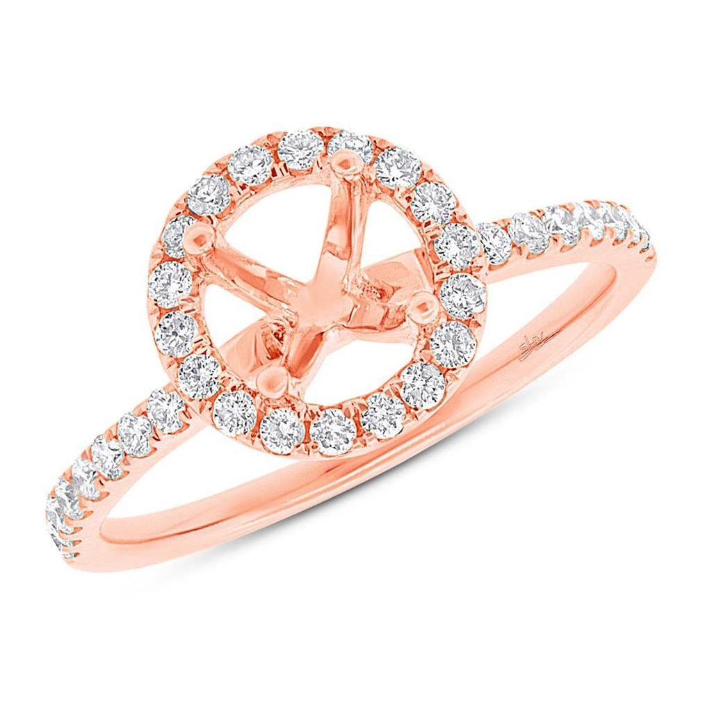 0.36 Ctw 14k Rose Gold Diamond Semi-mount Ring Size 6