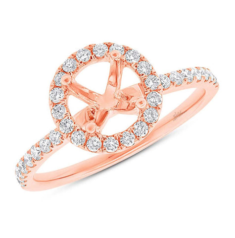 0.36 Ctw 14k Rose Gold Diamond Semi-mount Ring Size 6