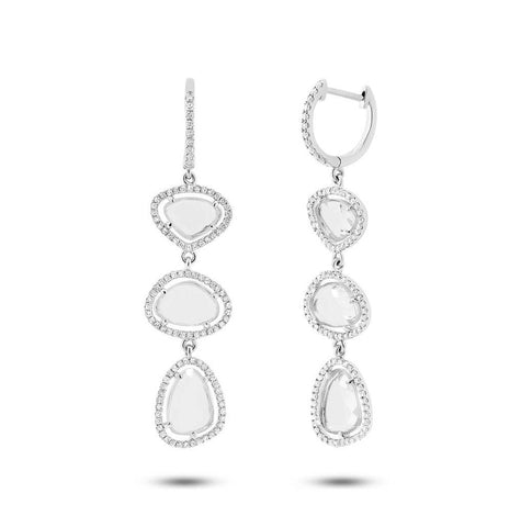 0.72 Ctw Diamond And 8.14 Ctw White Topaz 14k White Gold Earring