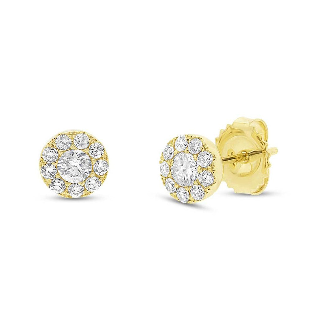 0.60 Ctw 14k Yellow Gold Diamond Cluster Earring