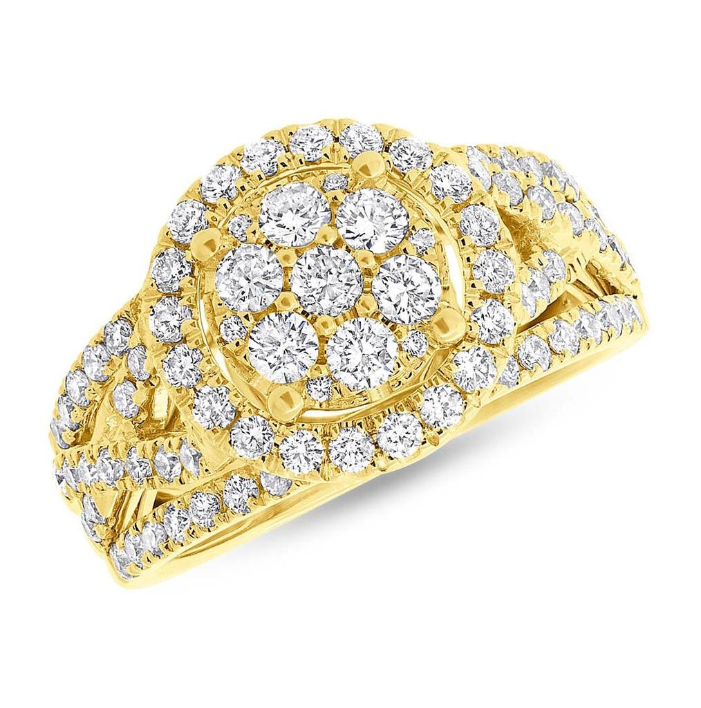 1.02 Ctw 14k Yellow Gold Diamond Womens Cluster Ring Size 5