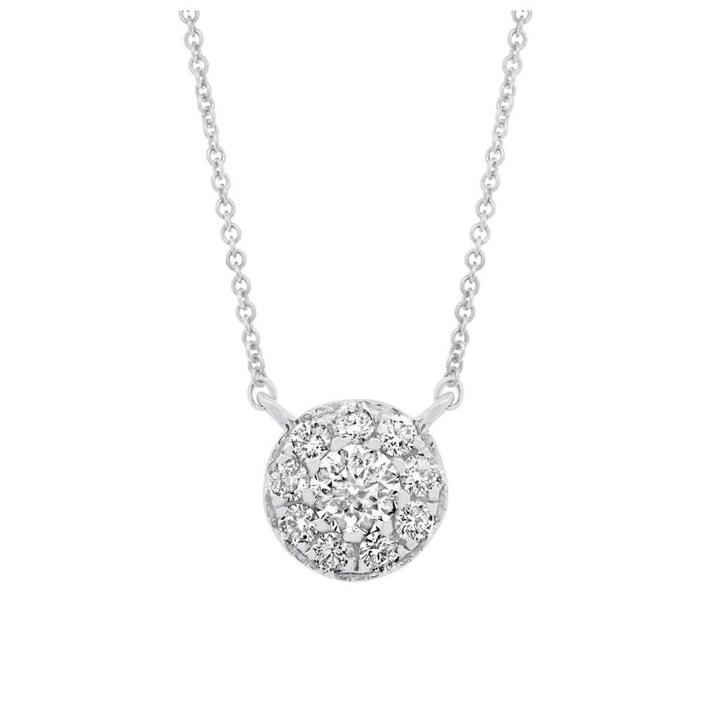 0.30 Ctw 14k White Gold Diamond Cluster Necklace