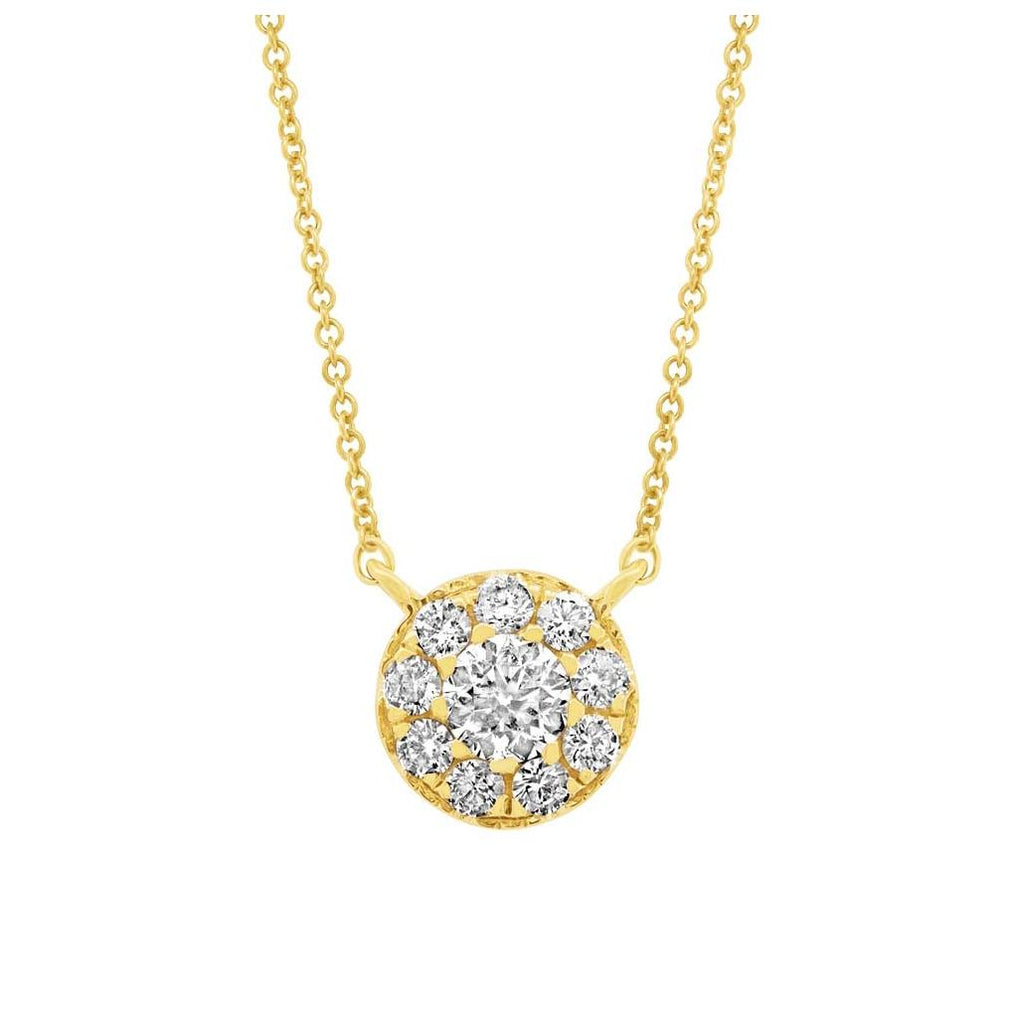 0.30 Ctw 14k Yellow Gold Diamond Cluster Necklace