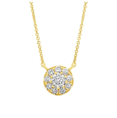 0.30 Ctw 14k Yellow Gold Diamond Cluster Necklace