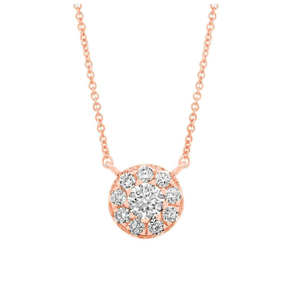 0.30 Ctw 14k Rose Gold Diamond Cluster Necklace