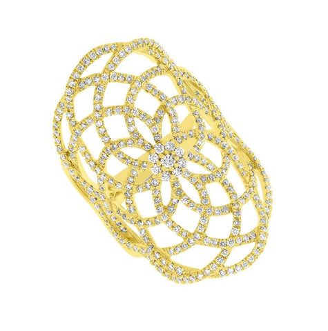 1.15 Ctw 14k Yellow Gold Diamond Lace Womens Ring