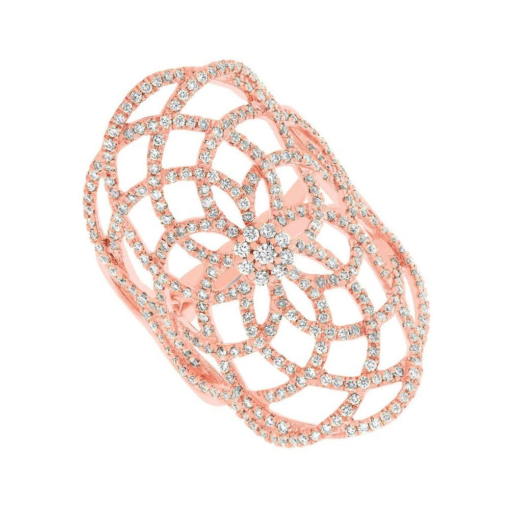 1.15 Ctw 14k Rose Gold Diamond Lace Womens Ring