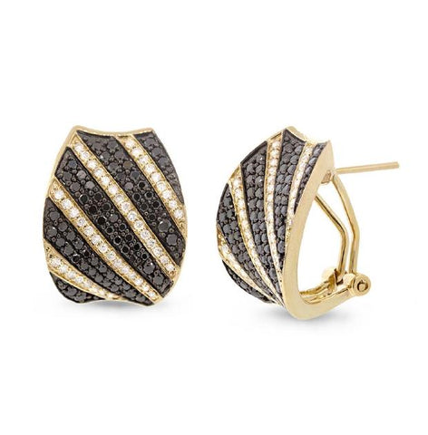 1.75 Ctw 14k Yellow Gold Black And White Diamond Earring