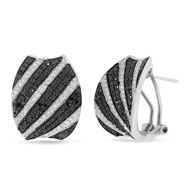 1.75 Ctw 14k White Gold Black And White Diamond Earring