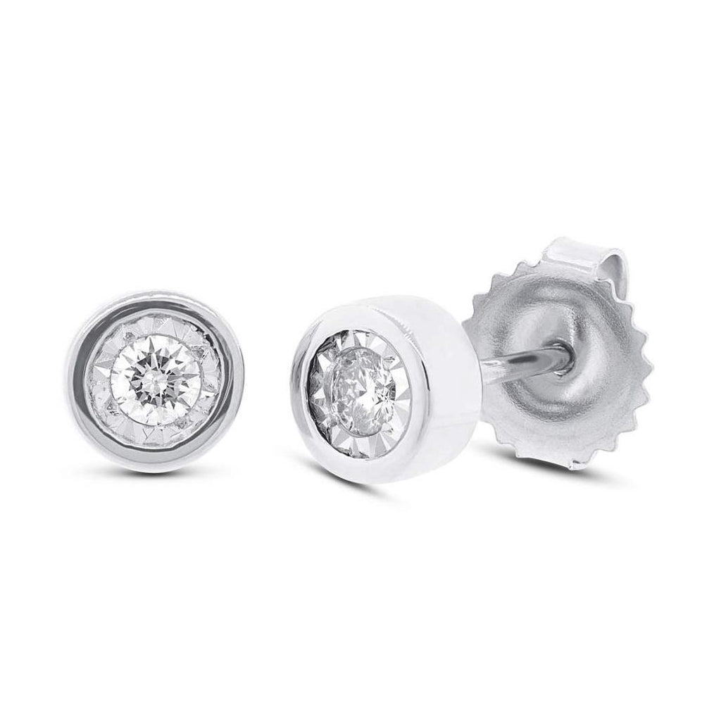 0.14 Ctw 14k White Gold Diamond Round Stud Earring