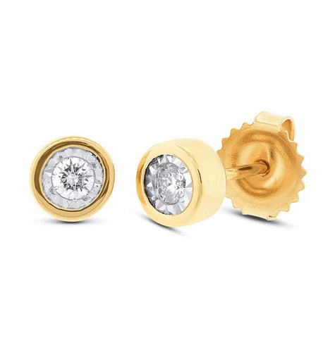 0.14 Ctw 14k Yellow Gold Diamond Round Stud Earring