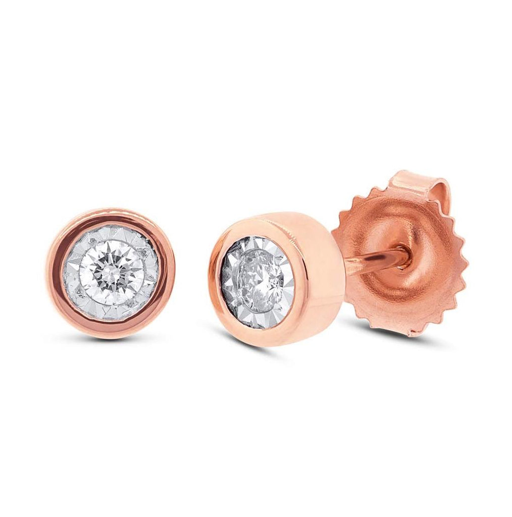 0.14 Ctw 14k Rose Gold Diamond Round Stud Earring