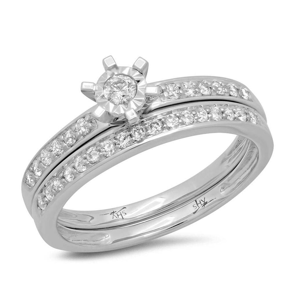 0.35 Ctw 14k White Gold Diamond Wedding Set Round