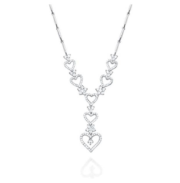 2.05 Ctw 14k White Gold Diamond Fancy Heart Necklace