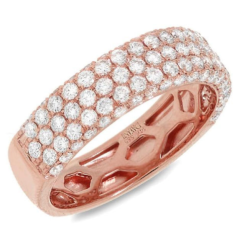 1.30 Ctw 14k Rose Gold Diamond Womens Pave Band